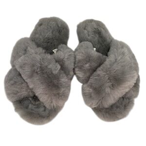 EMU AUSTRALIA House Slippers Mayberry Grey Peep Toe Shearling Size 7